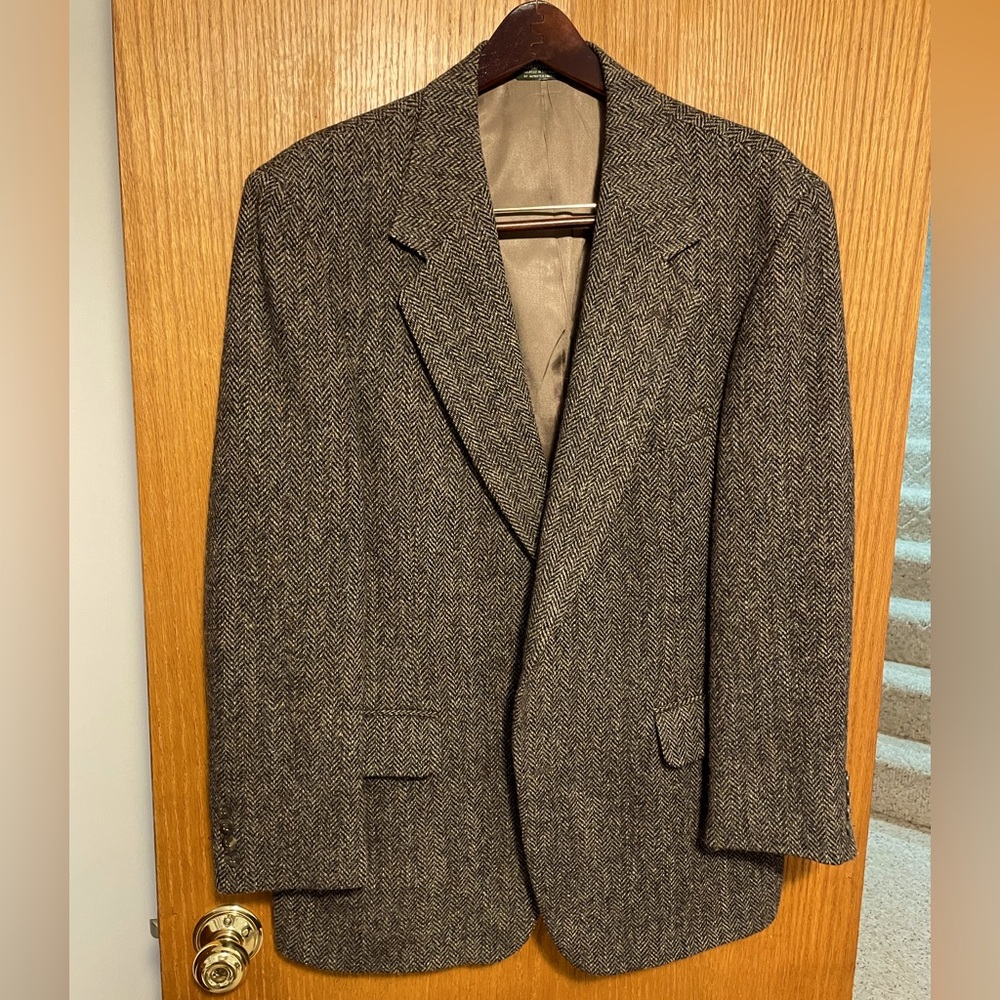Harris Tweed Nordstrom Men's 43L Sport Coat Blazer Scottish Wool Herringbone USA